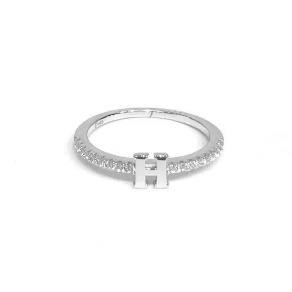 Initial Sparkle SILVER Ring
