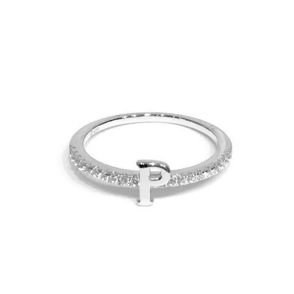Initial Sparkle SILVER Ring