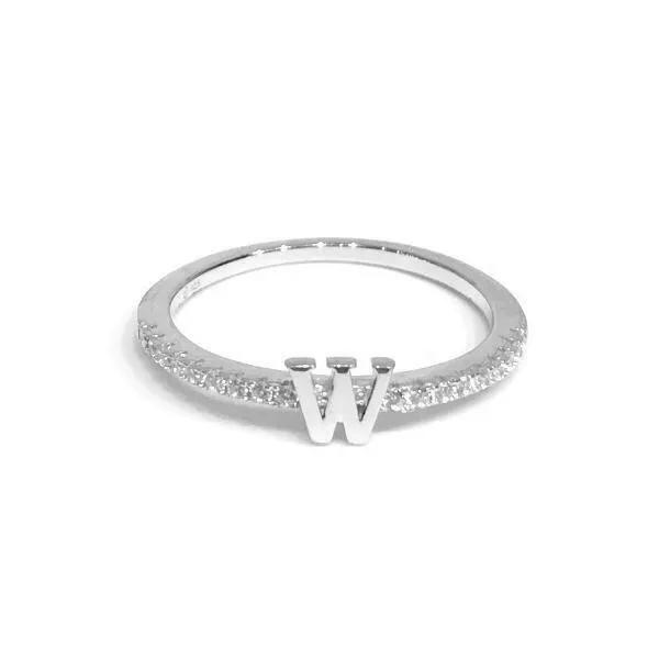 Initial Sparkle SILVER Ring