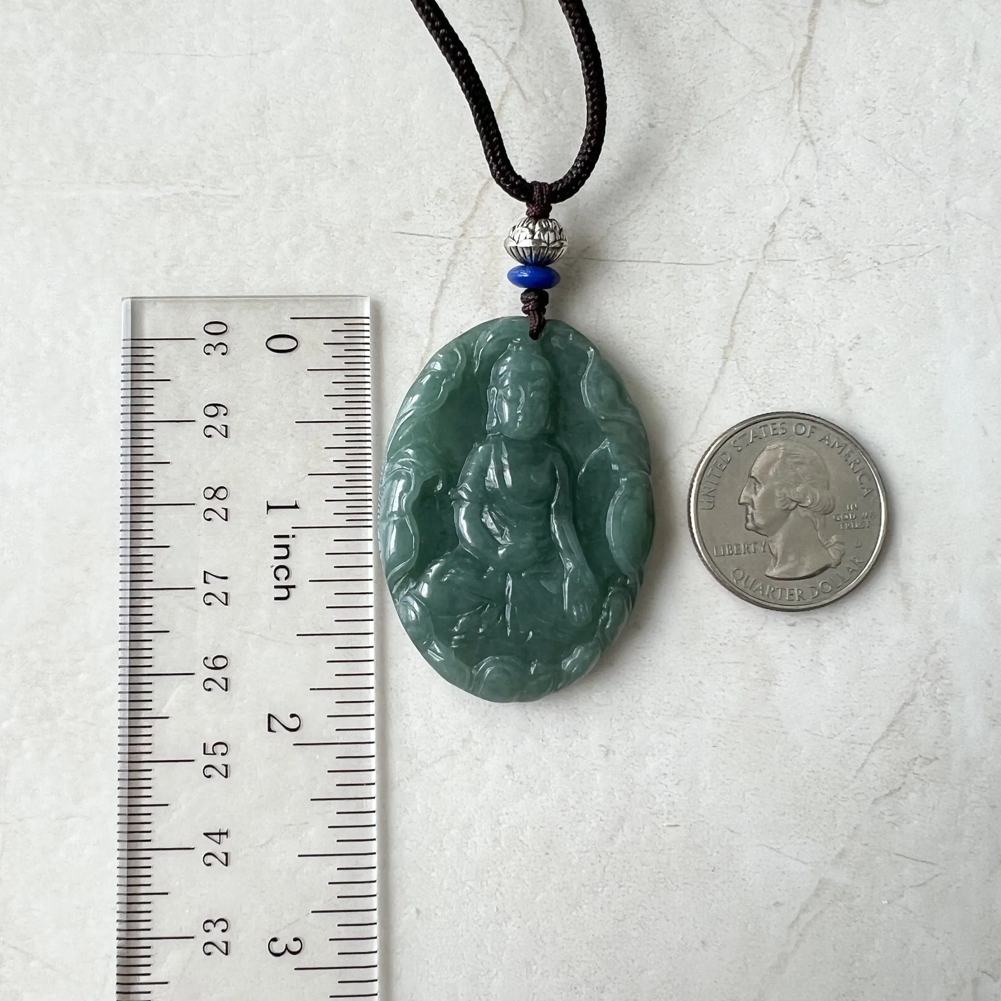 Jadeite Jade Amitabha Buddha Amita Amida Green Carved Pendant Necklace, YJ-1221-0252014