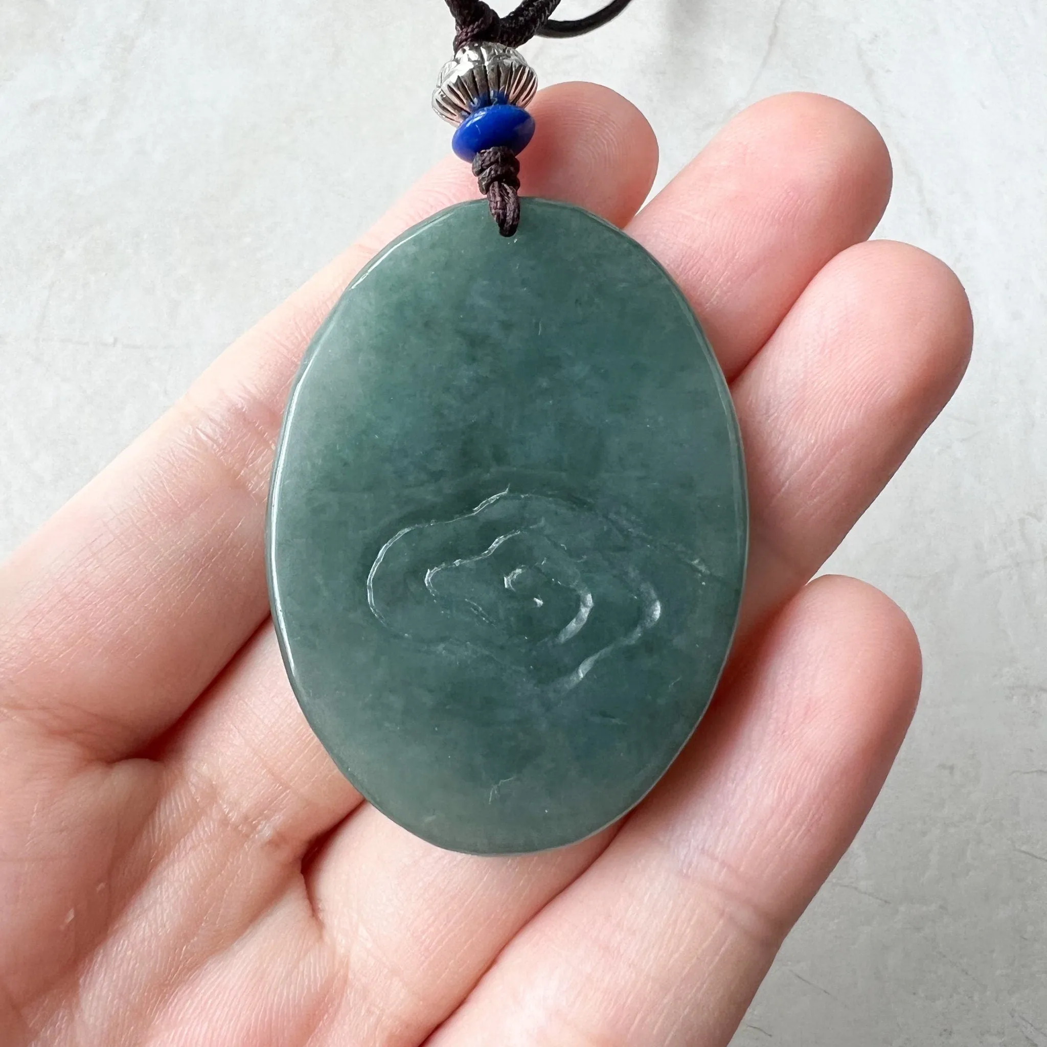 Jadeite Jade Amitabha Buddha Amita Amida Green Carved Pendant Necklace, YJ-1221-0252014