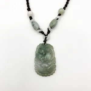 Jadeite Jade Dog Chinese Zodiac Hand Carved Pendant Necklace, YW-0110-1647127335