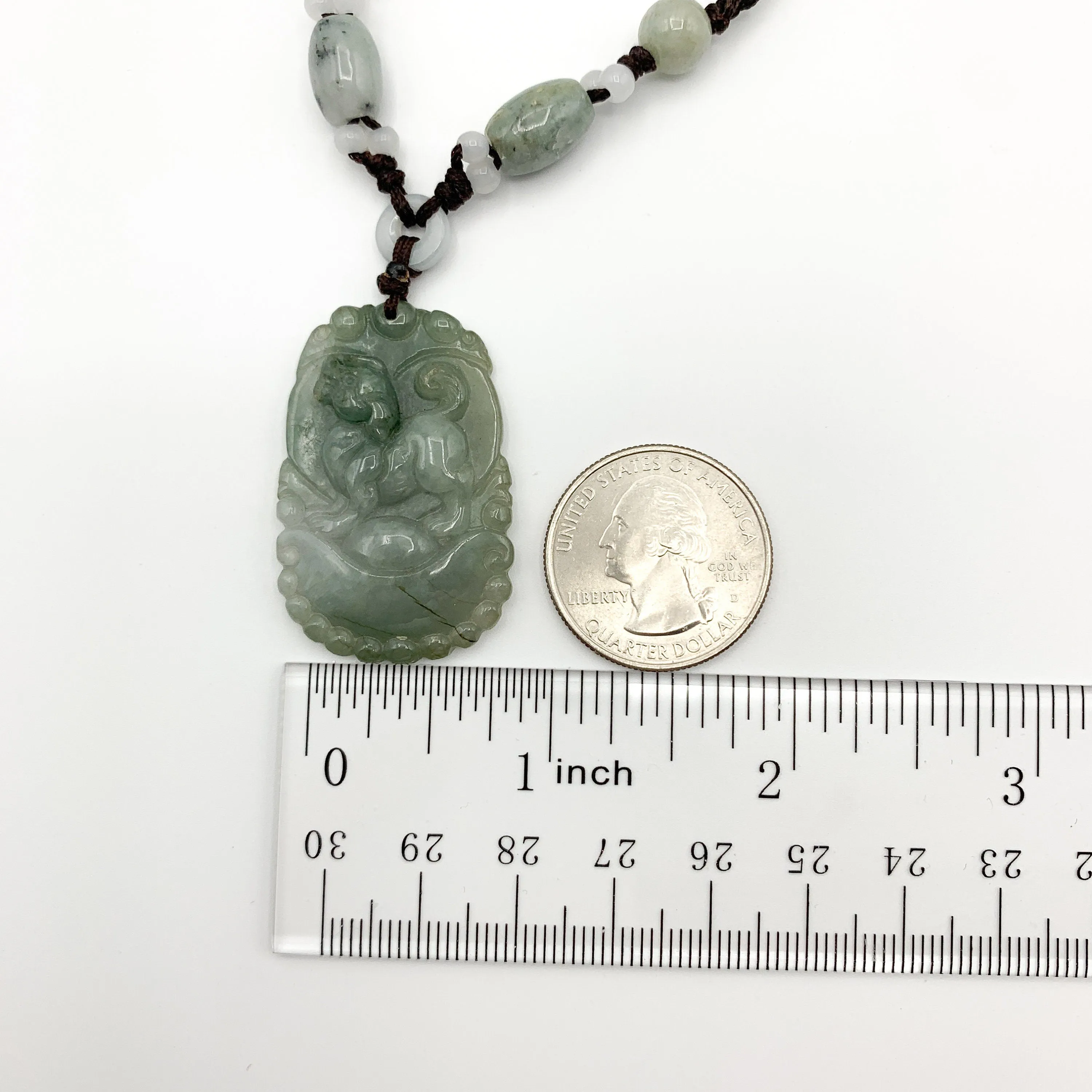 Jadeite Jade Dog Chinese Zodiac Hand Carved Pendant Necklace, YW-0110-1647127335