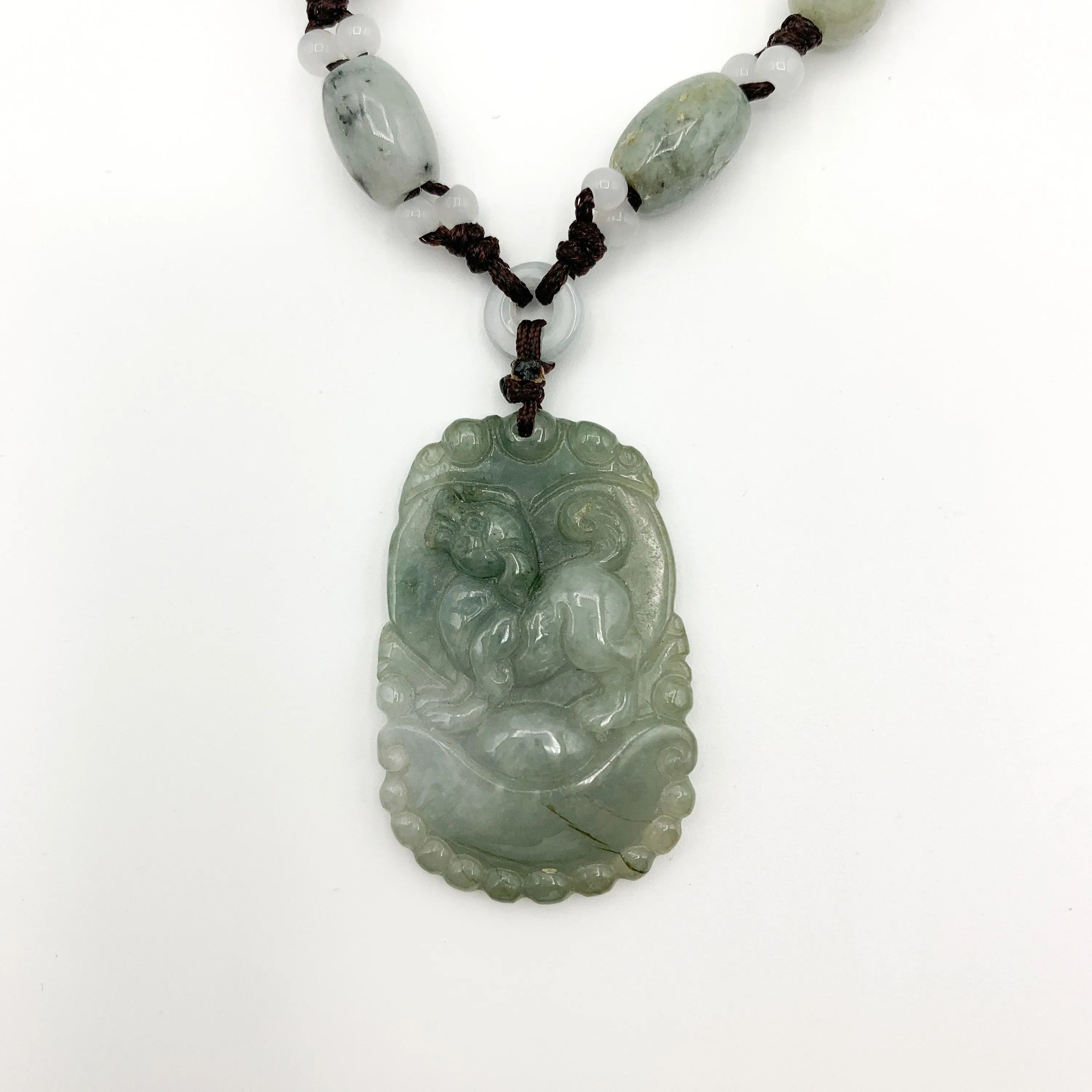 Jadeite Jade Dog Chinese Zodiac Hand Carved Pendant Necklace, YW-0110-1647127335