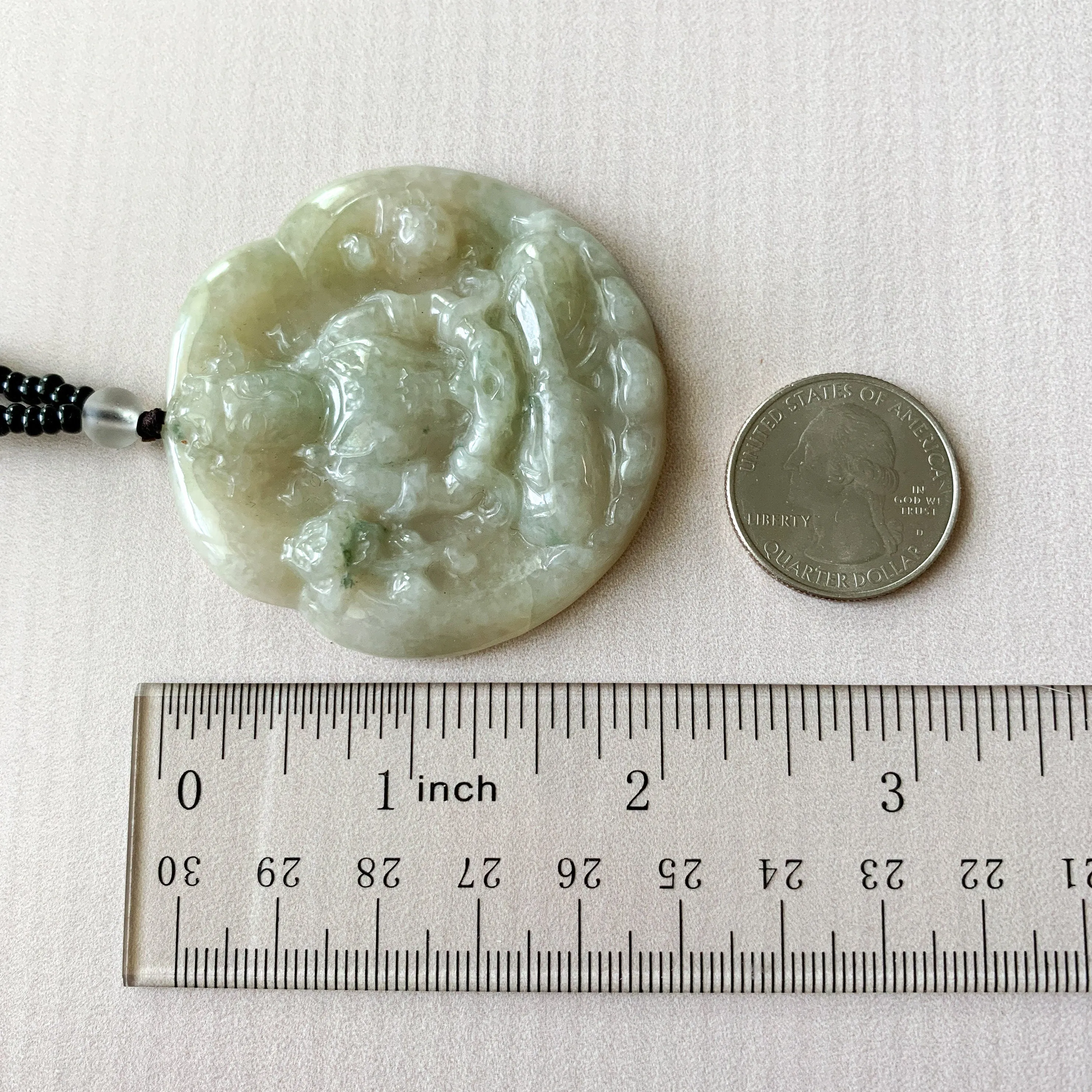 Jadeite Jade Guan Yin Avalokiteshvara, Quan Am, Carved Pendant Necklace, YJ-0321-0319321