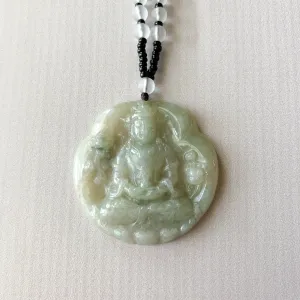 Jadeite Jade Guan Yin Avalokiteshvara, Quan Am, Carved Pendant Necklace, YJ-0321-0319321