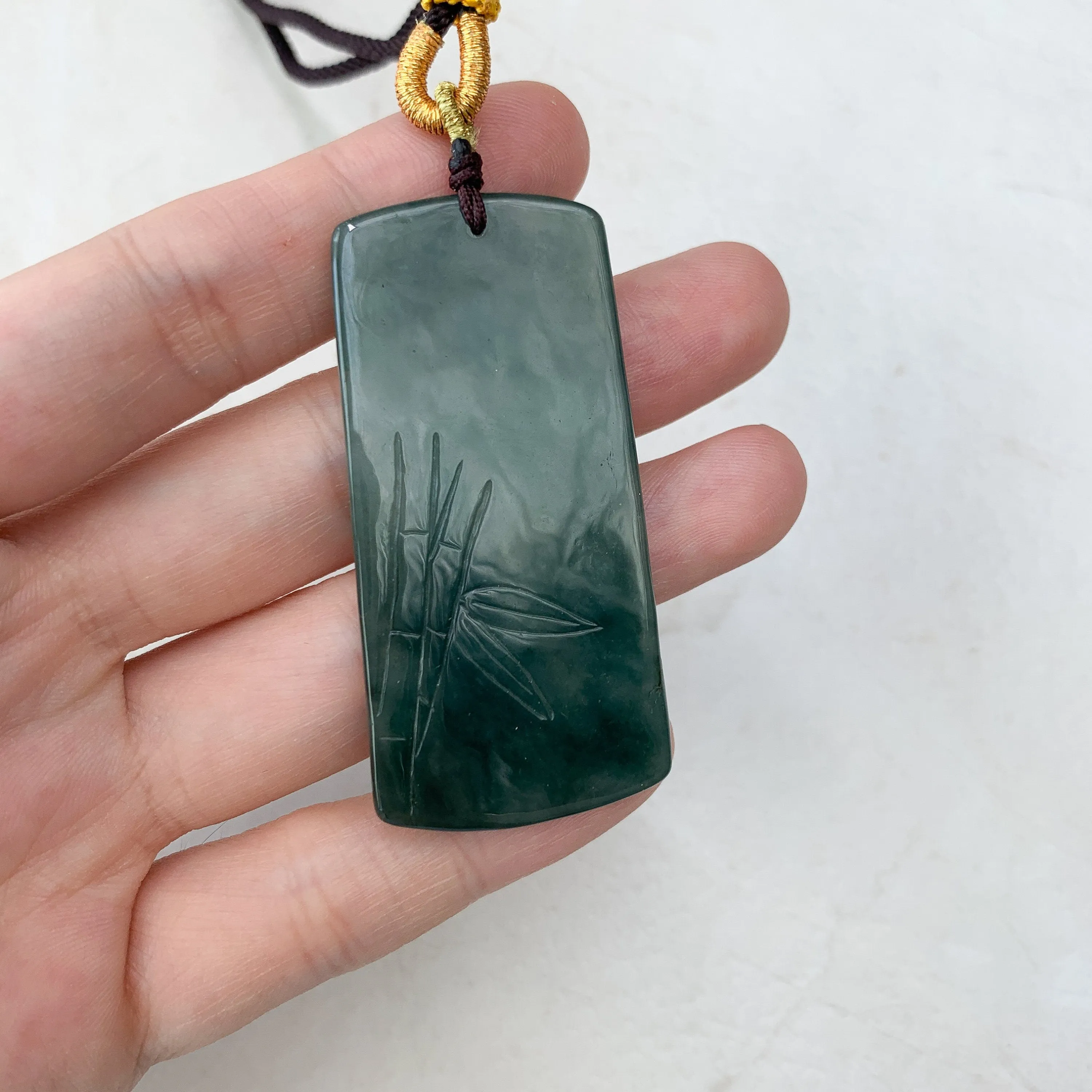 Jadeite Jade Vairocana Buddha Da Ri Ru Lai Green Yellow Carved Pendant Necklace, YJ-0321-0360436