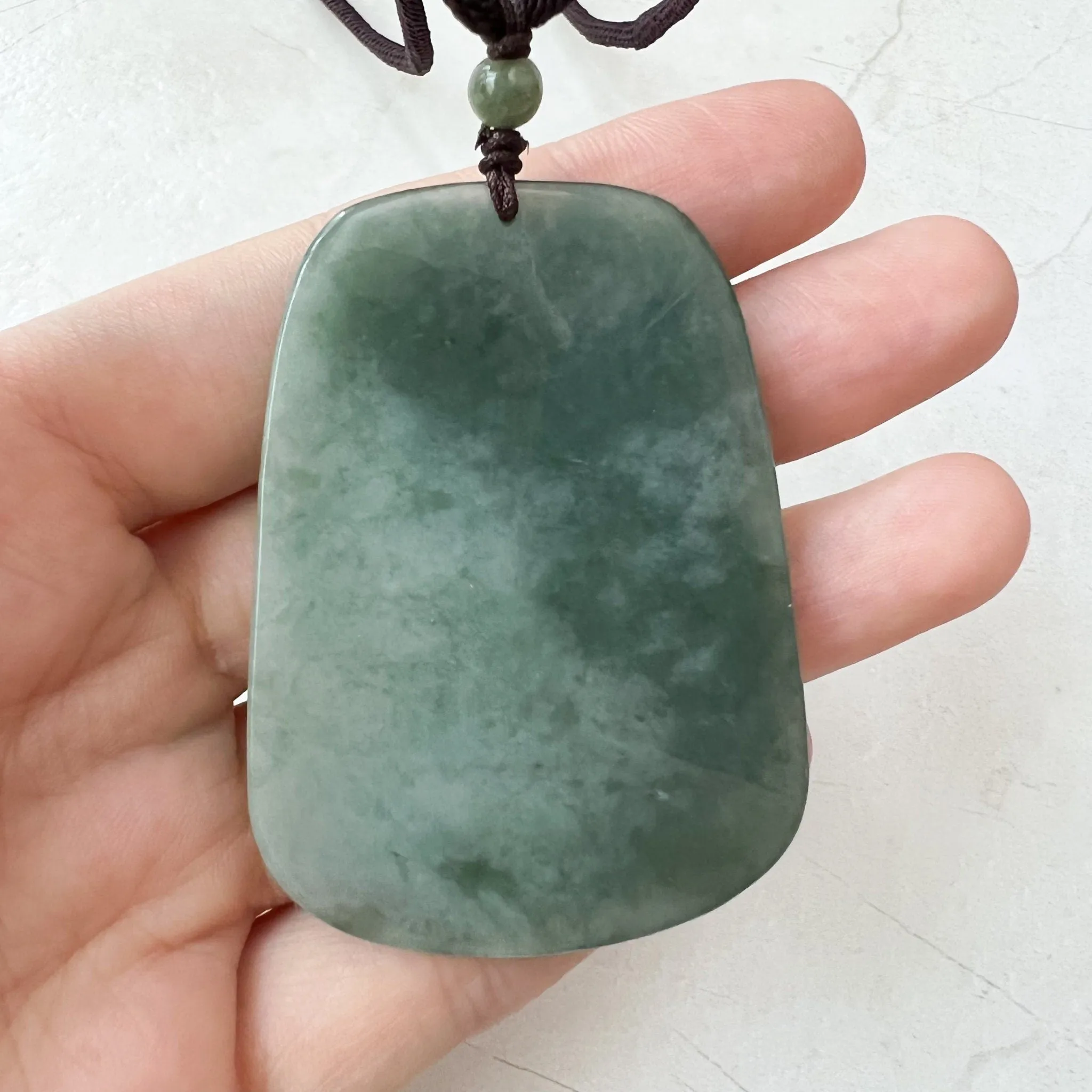 Jadeite Jade Vairocana Buddha, Da Ri Ru Lai, Đại Nhật Như Lai, 大日如来, Hand Carved Jade Pendant Necklace, YJ-1221-0295426