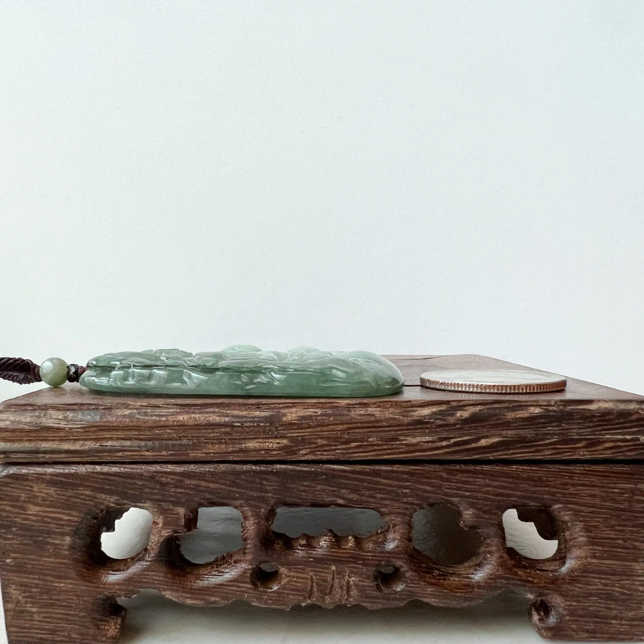 Jadeite Jade Vairocana Buddha, Da Ri Ru Lai, Đại Nhật Như Lai, 大日如来, Hand Carved Jade Pendant Necklace, YJ-1221-0295426