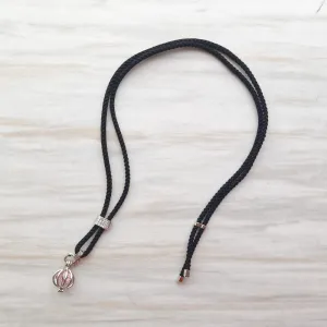 Kammi Silver Bar Braided Cloth Cord Slider Necklace