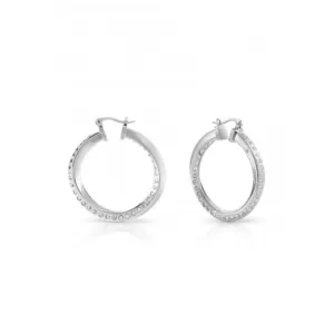 Ladies Rhodium Plated Twisted Crystals Hoop Earrings UBE01486RH