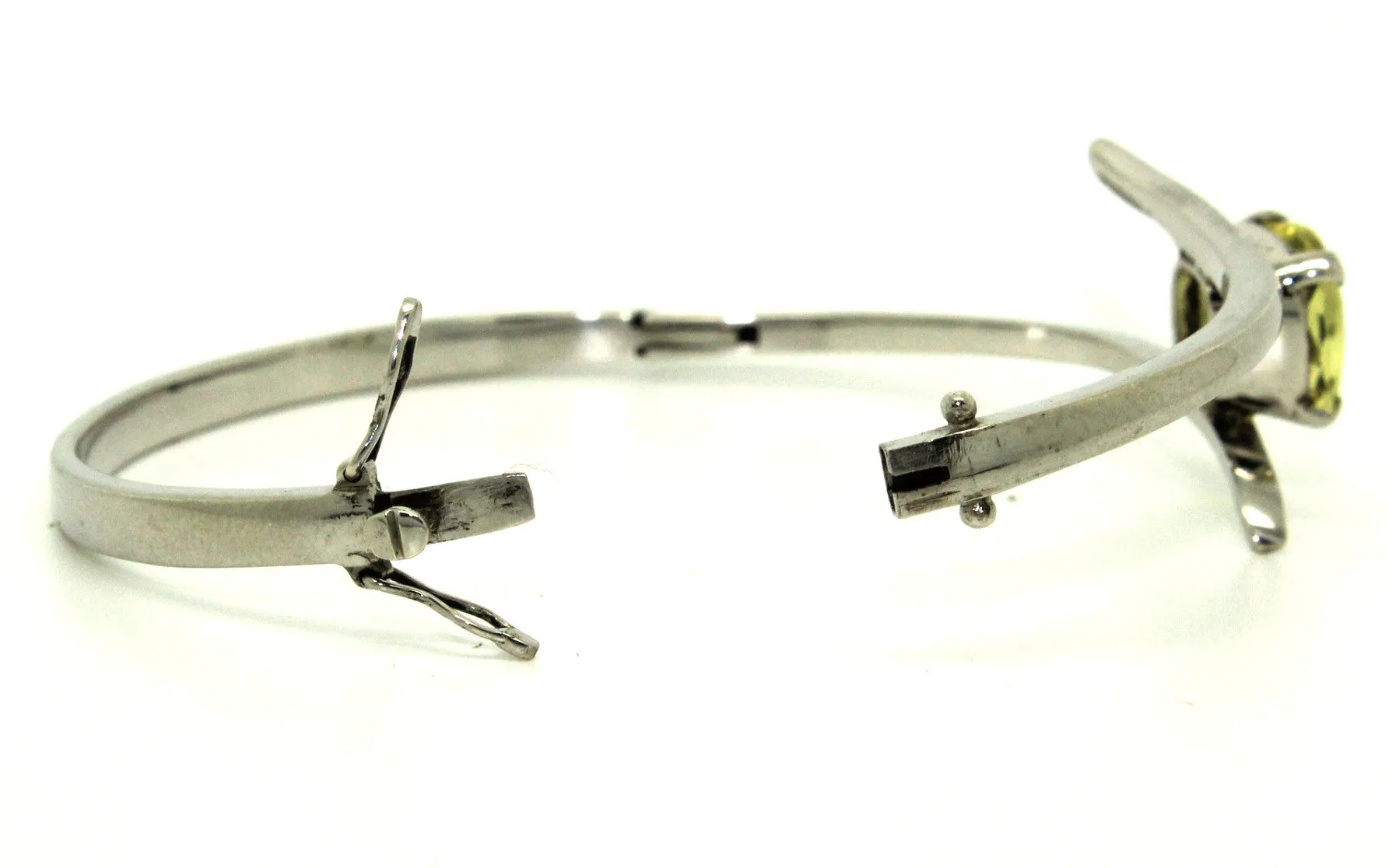 Lemon Topaz Cross Silver Bangle