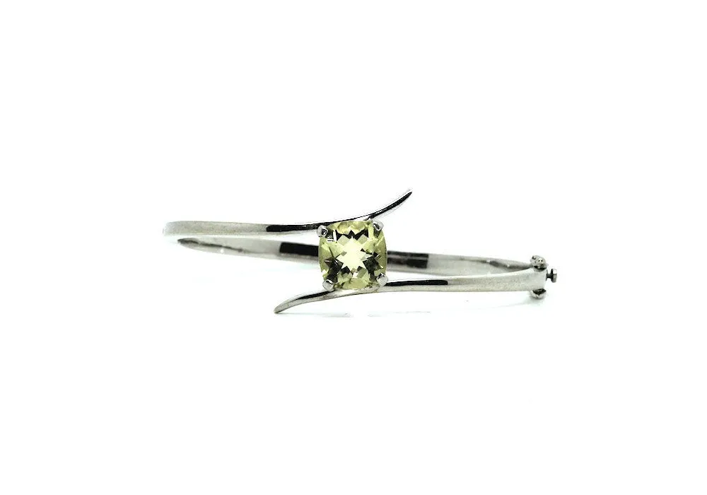 Lemon Topaz Cross Silver Bangle