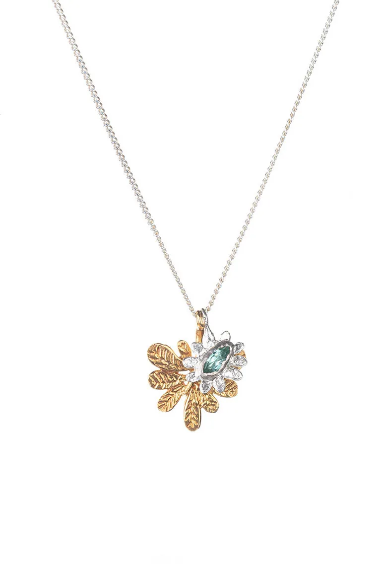 Marquise flower and Aralia leaf necklace