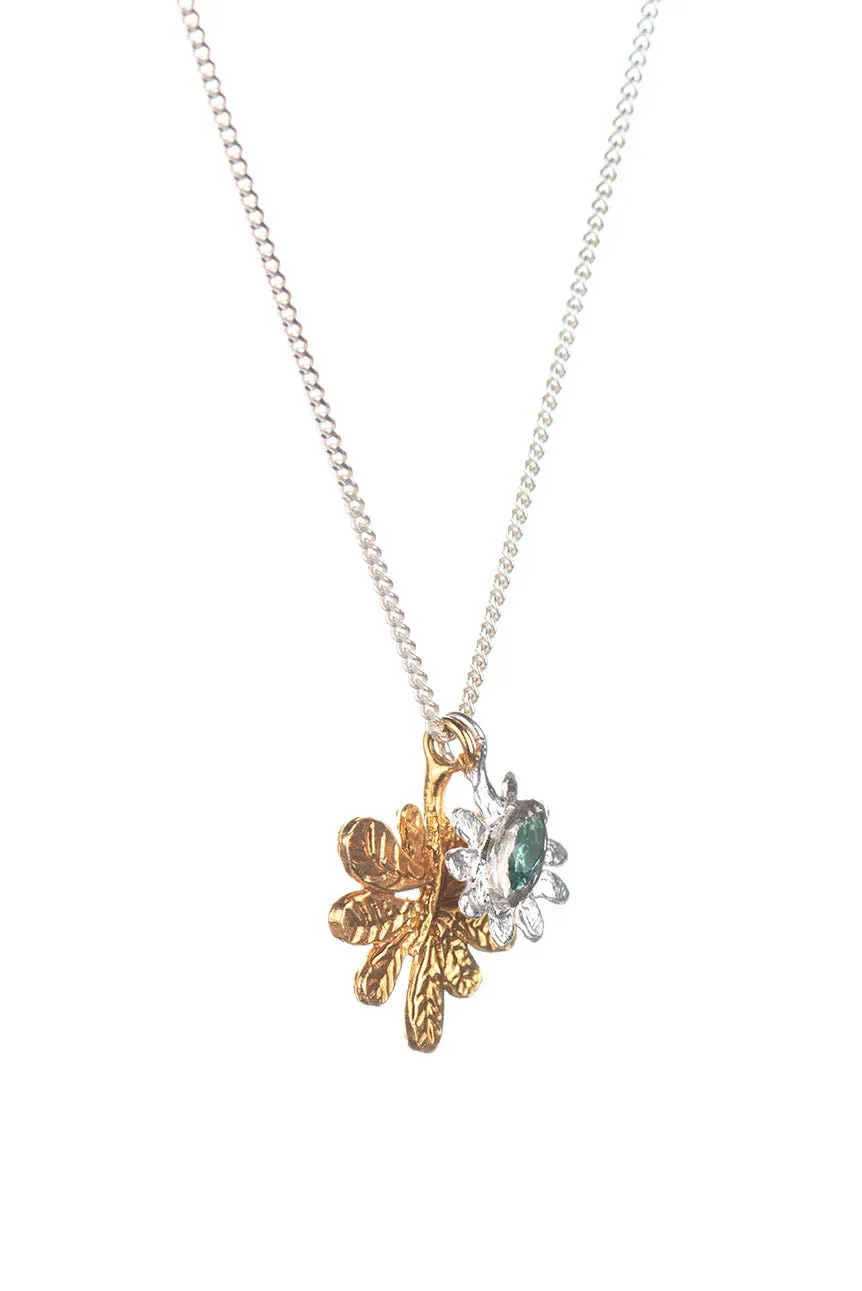 Marquise flower and Aralia leaf necklace
