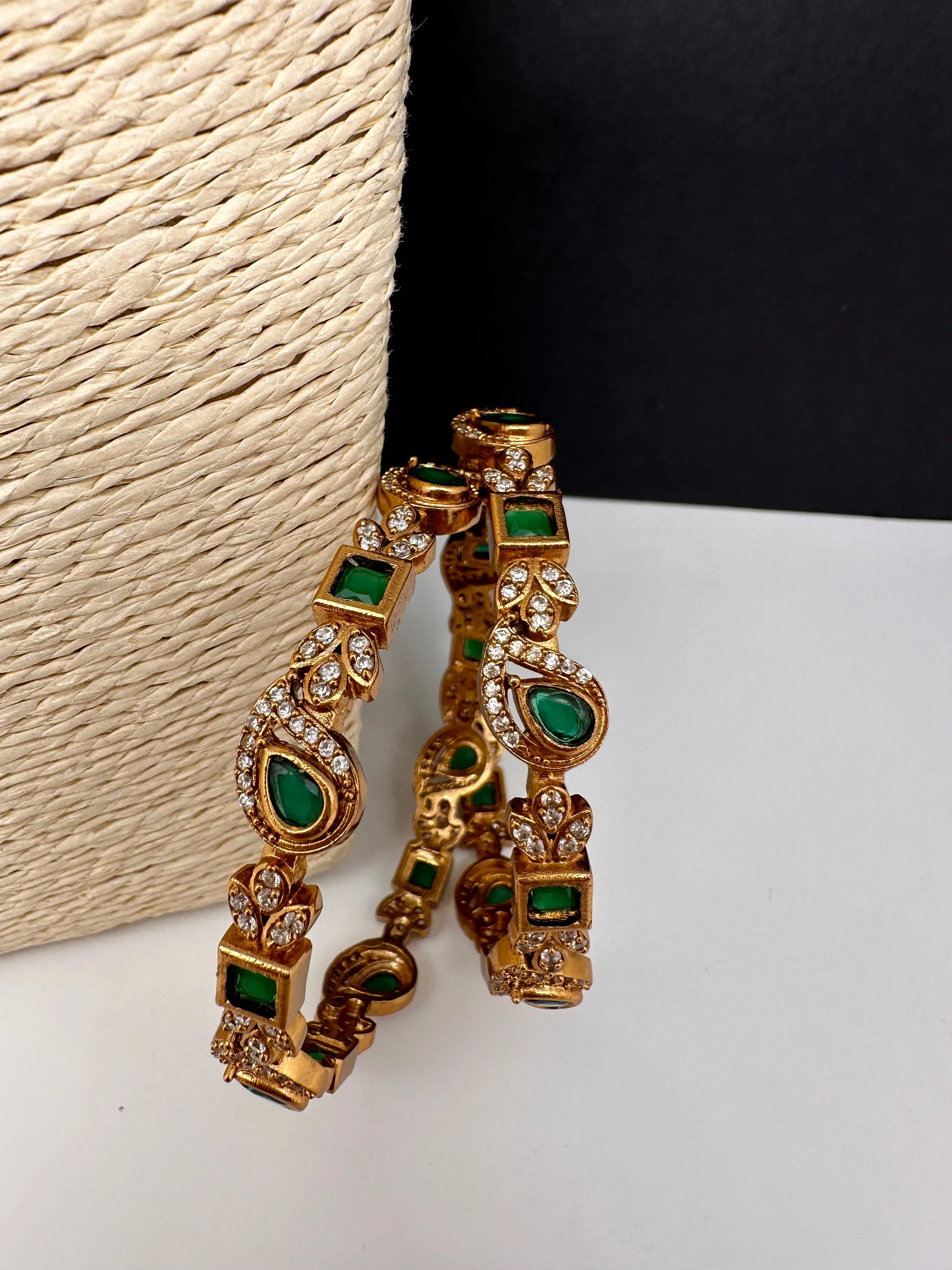 Matte CZ Geen Mango Bangles