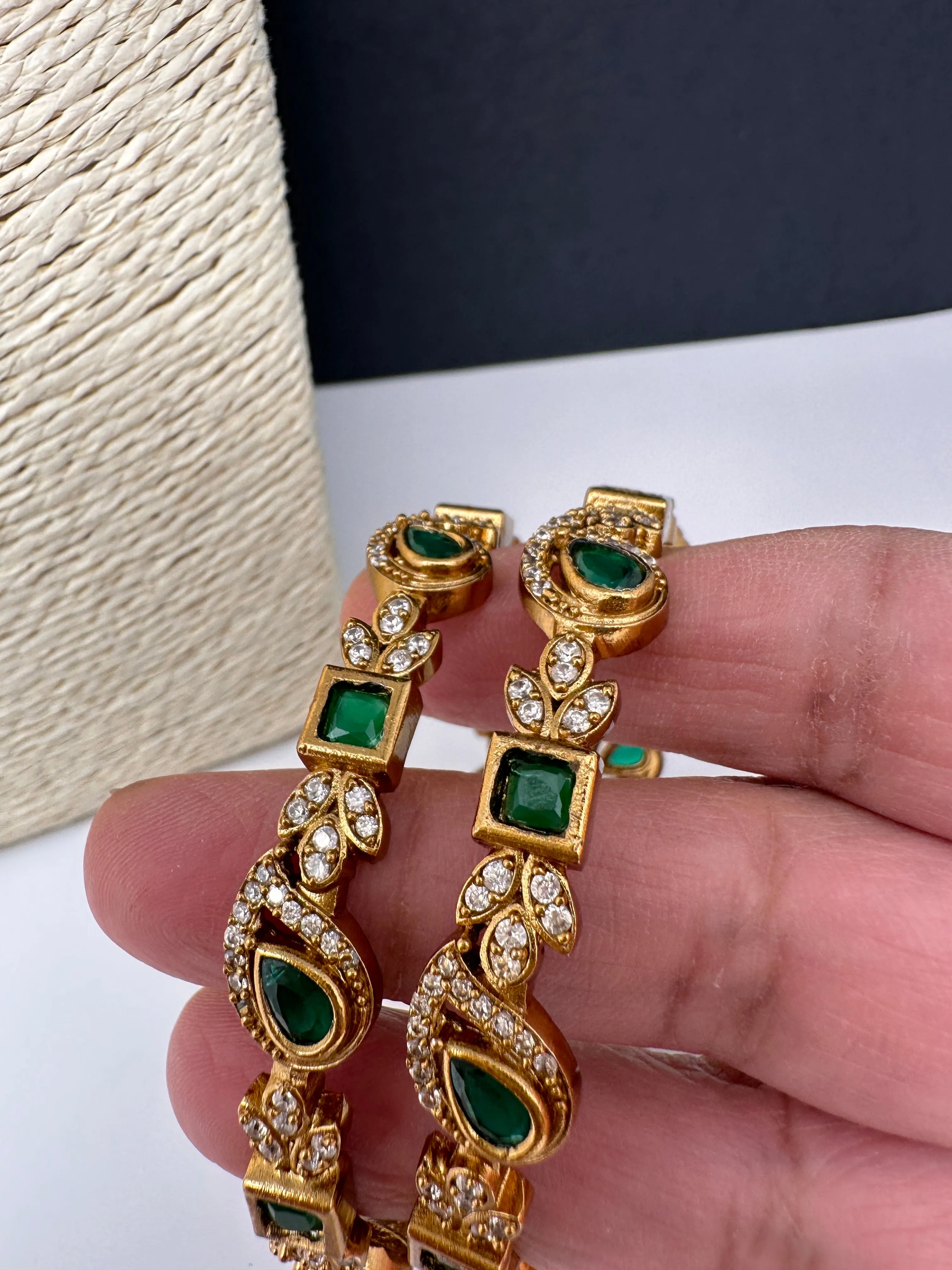 Matte CZ Geen Mango Bangles