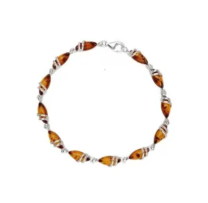 MILENA Bracelet Silver and Cognac Amber - Marquise Stone