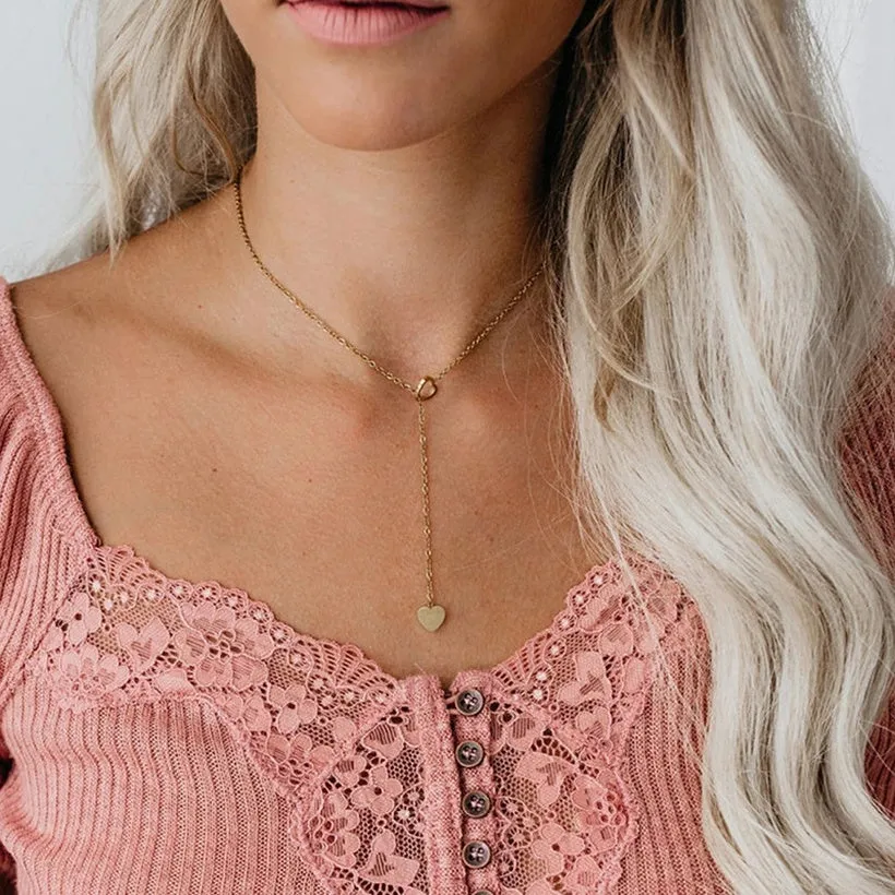 N1995 Gold Dainty Heart Necklace with FREE Earrings