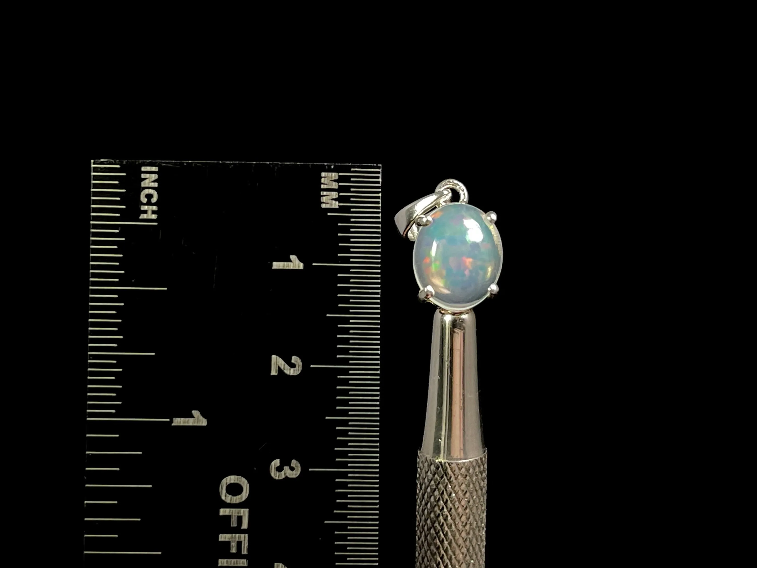 OPAL Pendant - Sterling Silver, 9x11mm Oval Cabochon - Opal Necklace, Birthstone Necklace, Opal Jewelry, Welo Opal, 49093