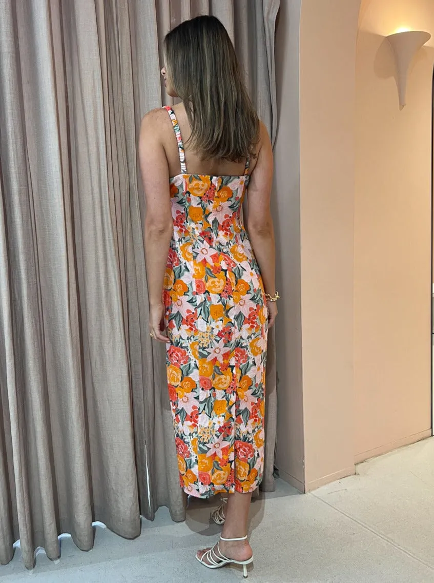 Ownley River Fitted Midi Dress in Orange Blossom