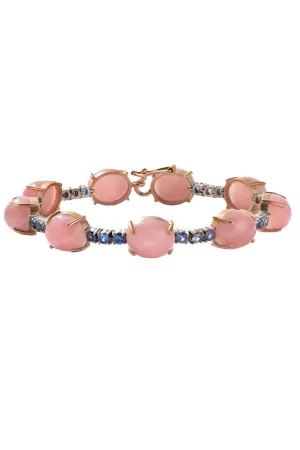Pink Opal and Sapphire Tennis Bracelet