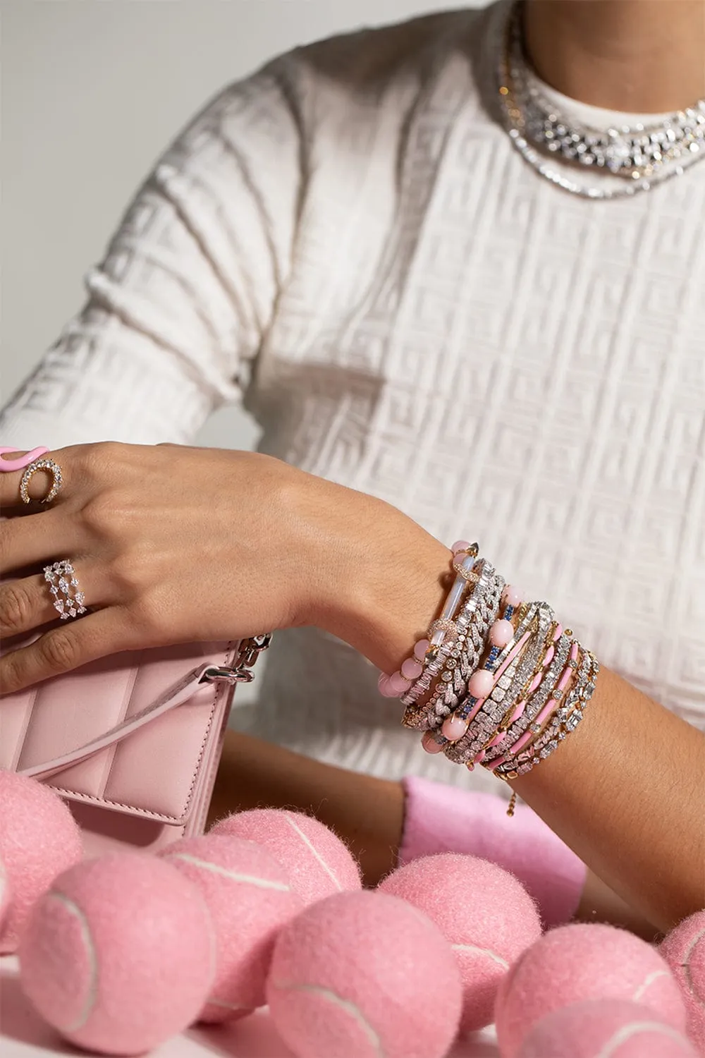 Pink Opal and Sapphire Tennis Bracelet