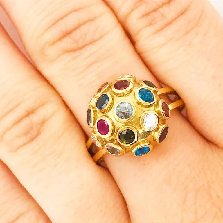 Retro Gemstone Dome Estate Ring