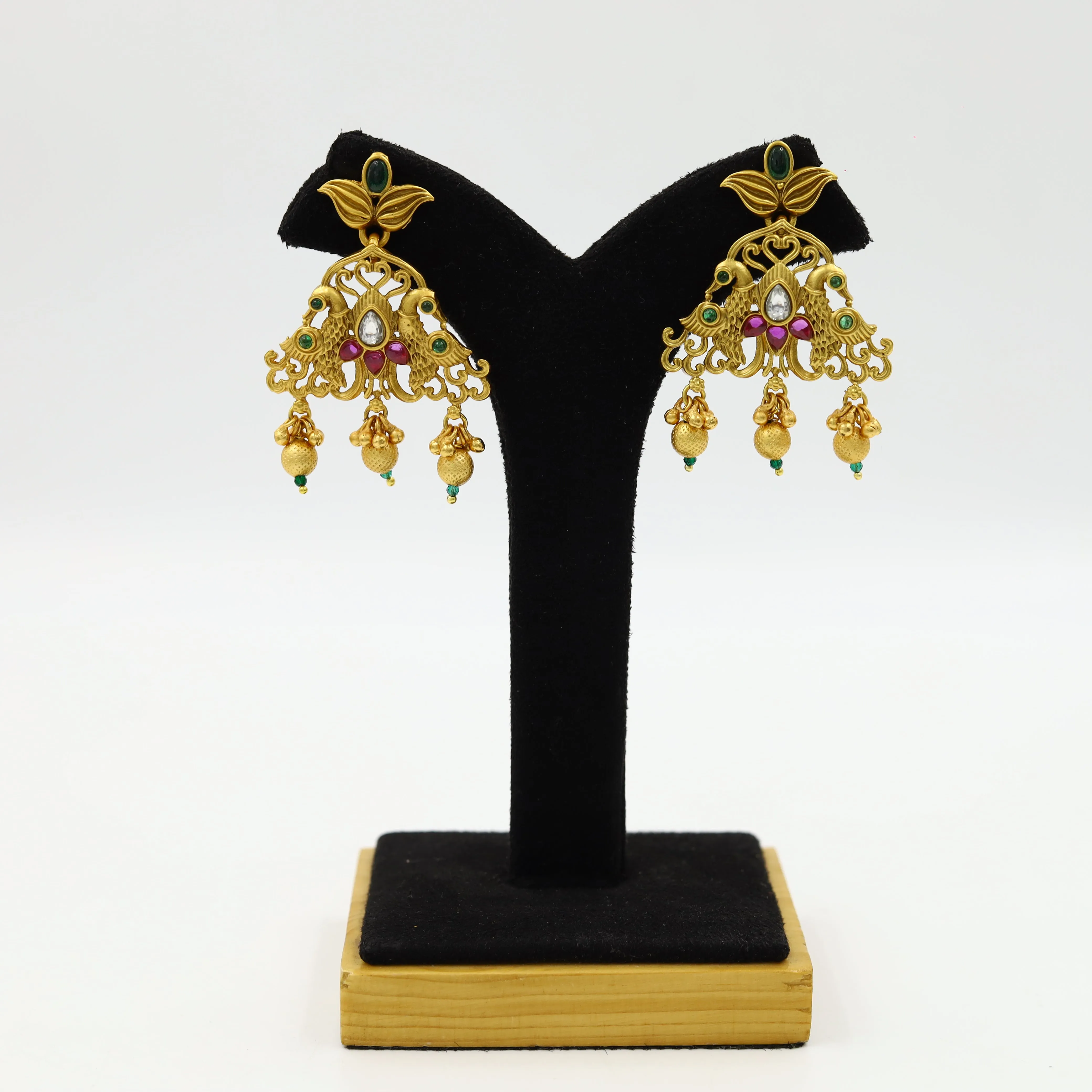 Ruby Green Gold Look Necklace Set 16676-3823