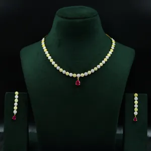 Ruby Zircon/AD Necklace Set 7605-1178