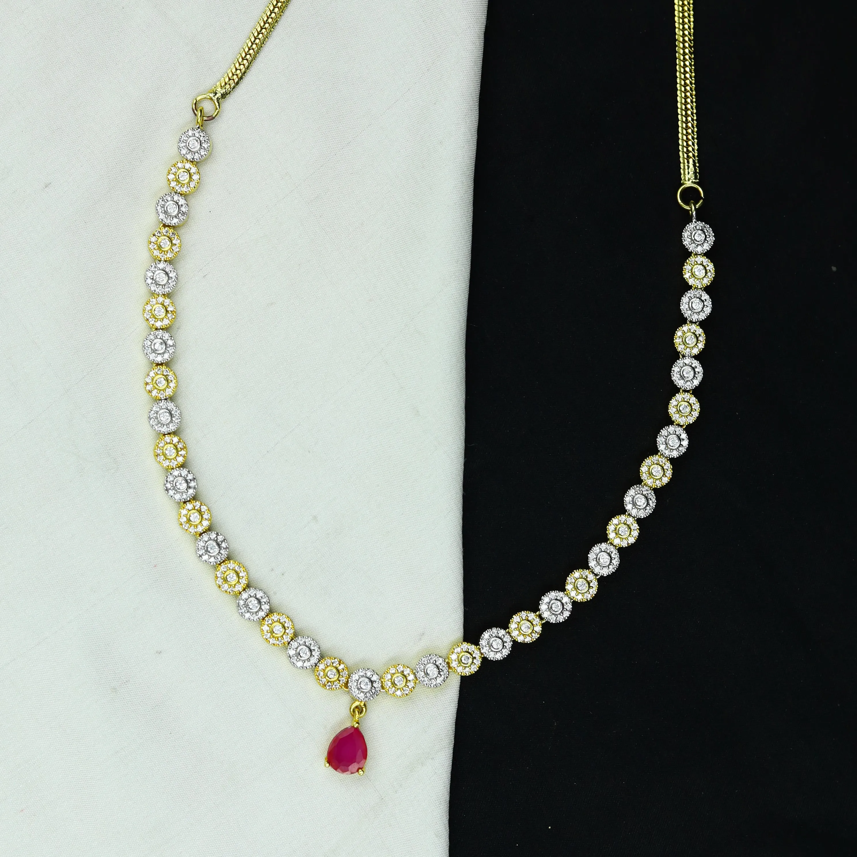 Ruby Zircon/AD Necklace Set 7605-1178