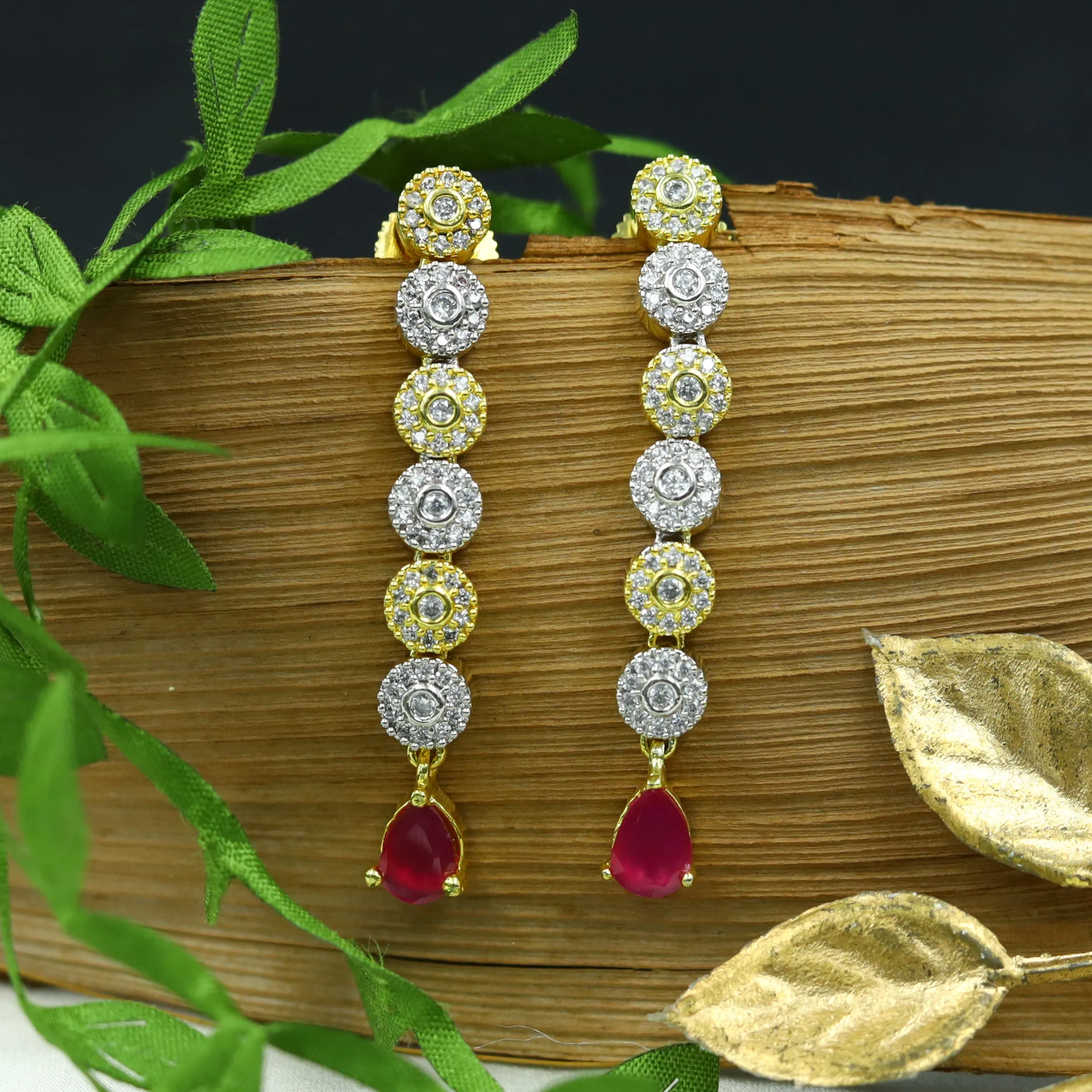 Ruby Zircon/AD Necklace Set 7605-1178