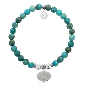 Seashell Charm with Blue Opal Jade Charity Bracelet