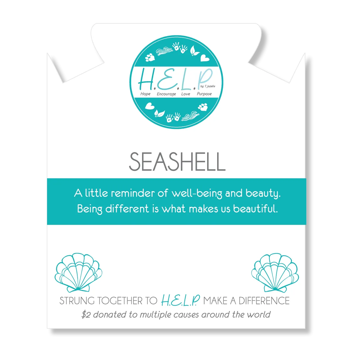 Seashell Charm with Blue Opal Jade Charity Bracelet
