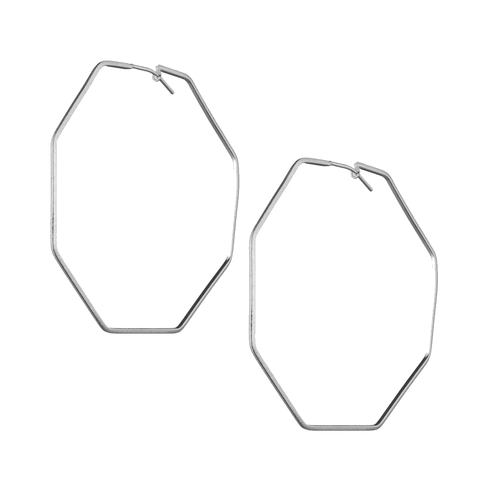 Sheila Fajl Amber Geometrical Hoop Earrings in Brushed Silver Plated