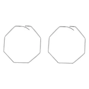 Sheila Fajl Amber Geometrical Hoop Earrings in Brushed Silver Plated