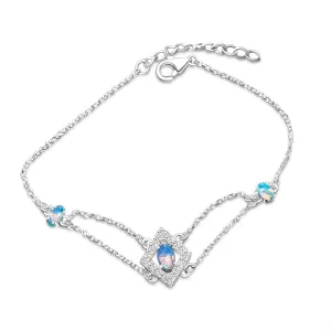 Sterling Silver cluster 3 Opal stone bracelet
