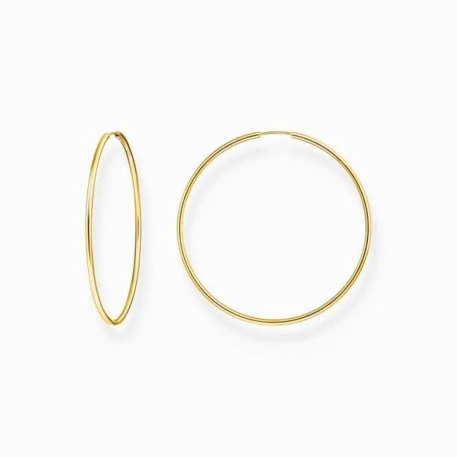 Sterling Silver Gold Plated Big Hoop Earrings CR729-413-39