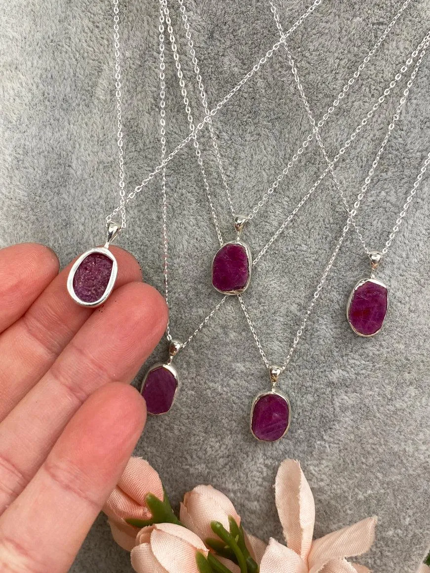 Sterling Silver Ruby Necklace