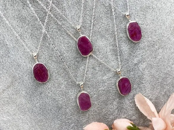 Sterling Silver Ruby Necklace