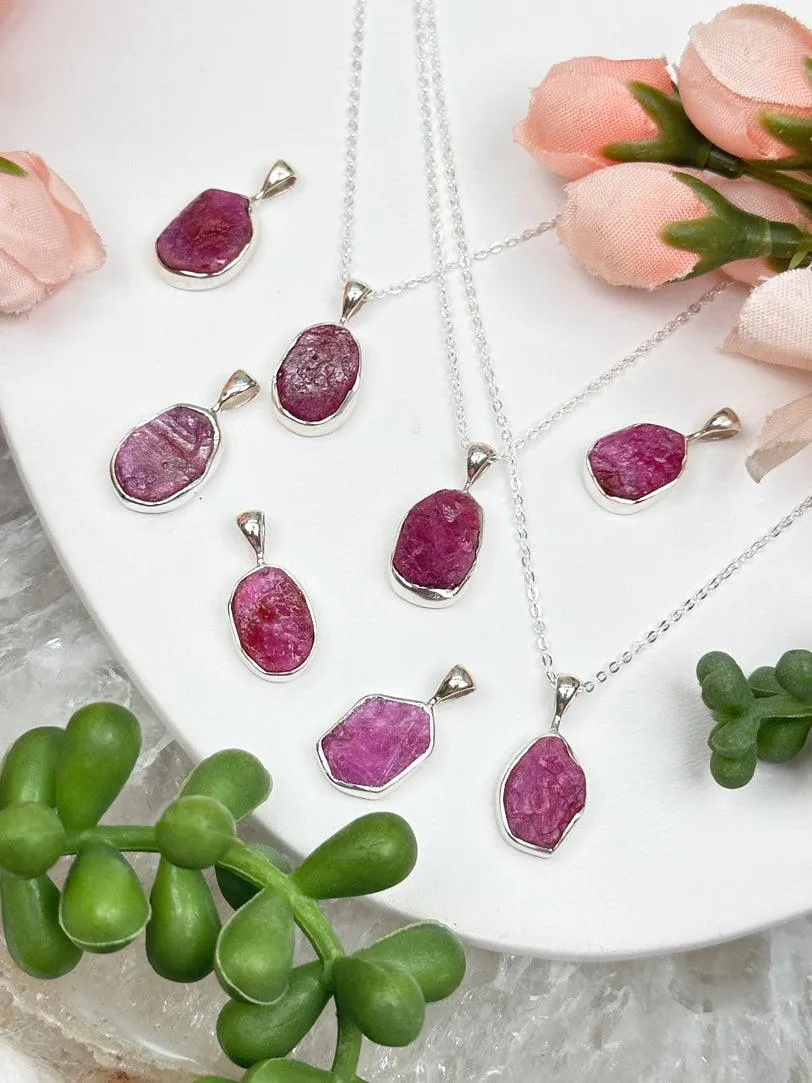 Sterling Silver Ruby Necklace