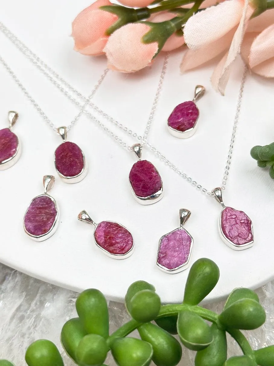 Sterling Silver Ruby Necklace