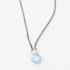 Swiss Blue Topaz Drop Necklace