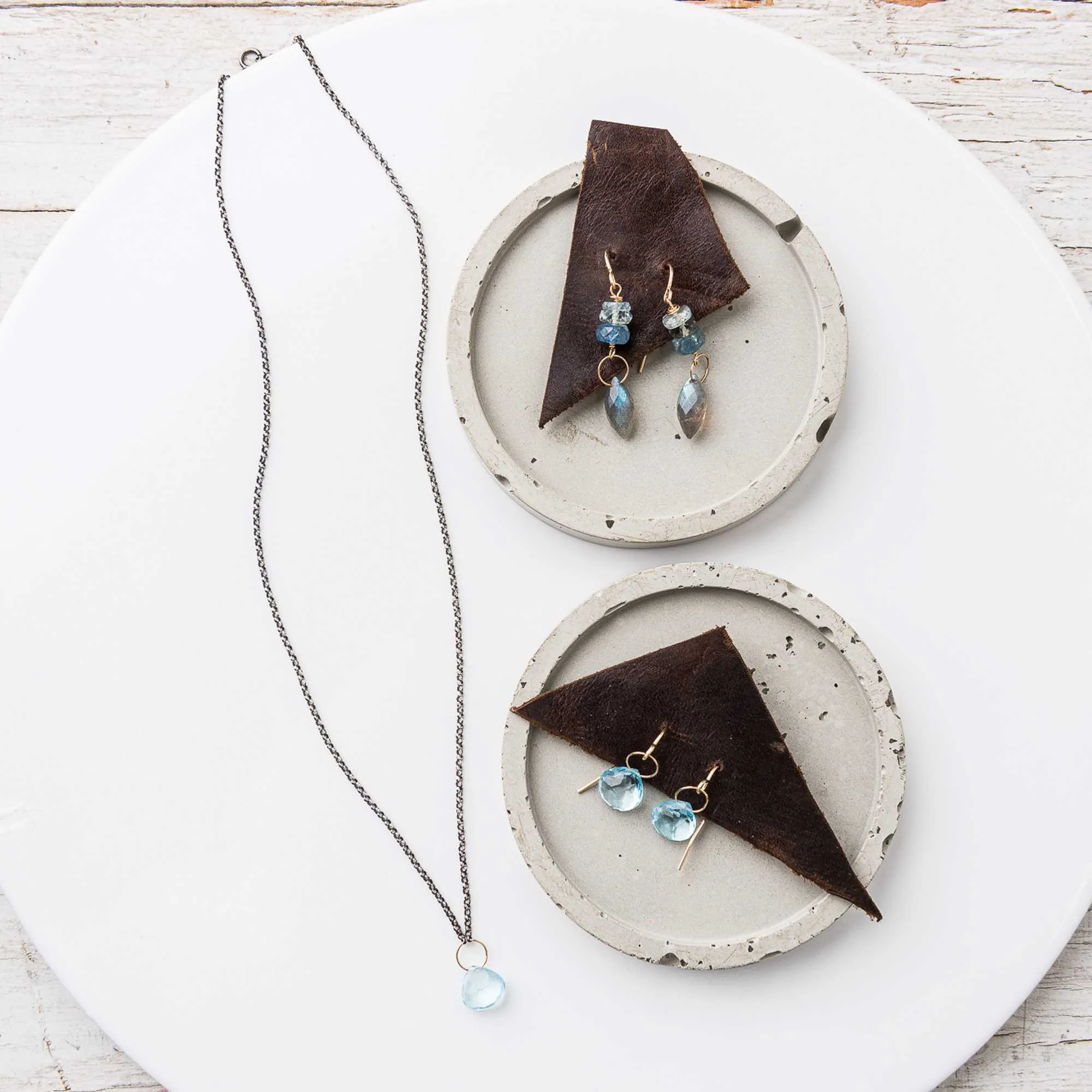 Swiss Blue Topaz Drop Necklace