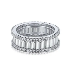 Three Row Emerald Cut Full Eternity Band Ring - 7mm
