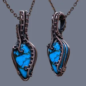 Tibetan Turquoise, Copper Necklace -Echo of a Stone