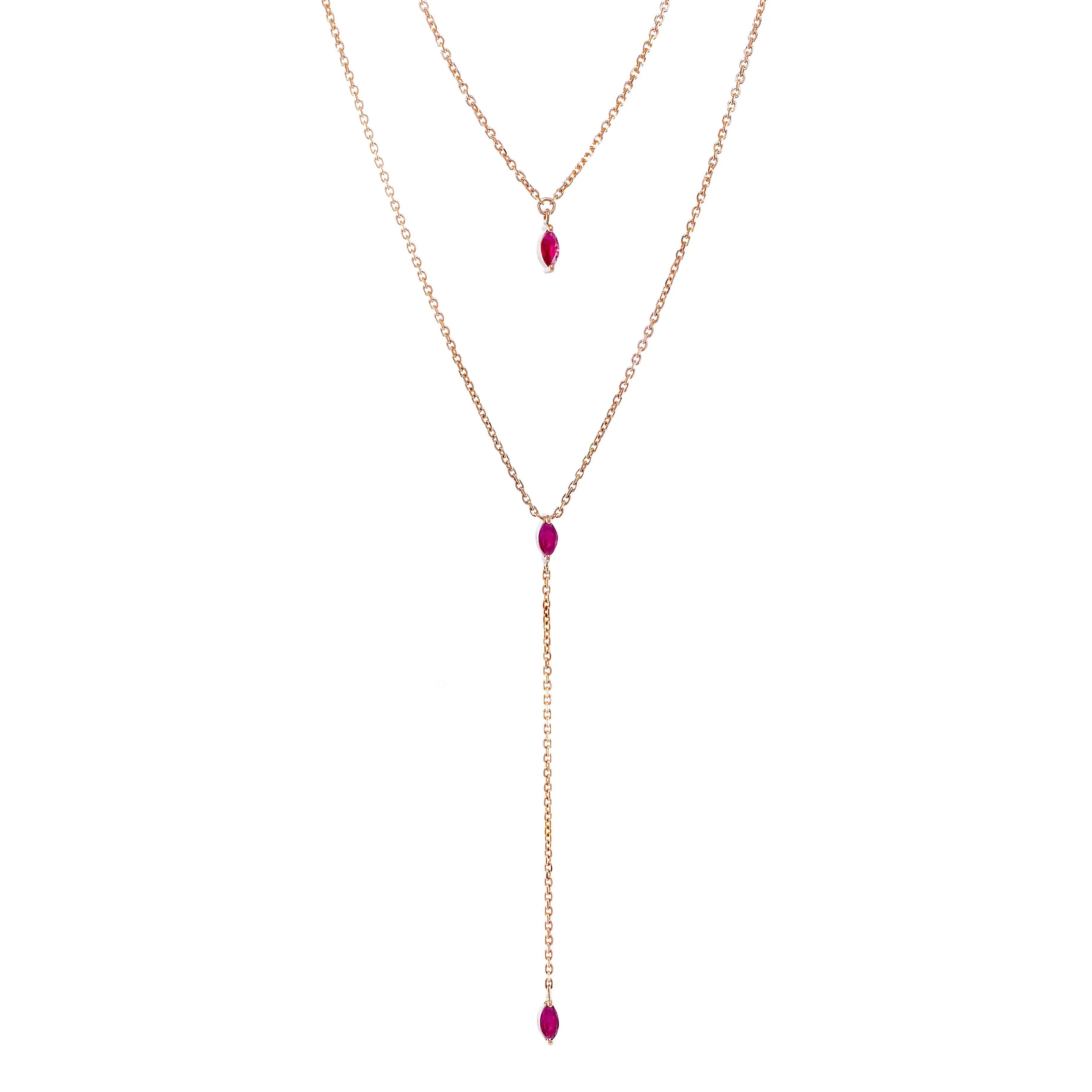 Triple Ruby or Emerald Necklace