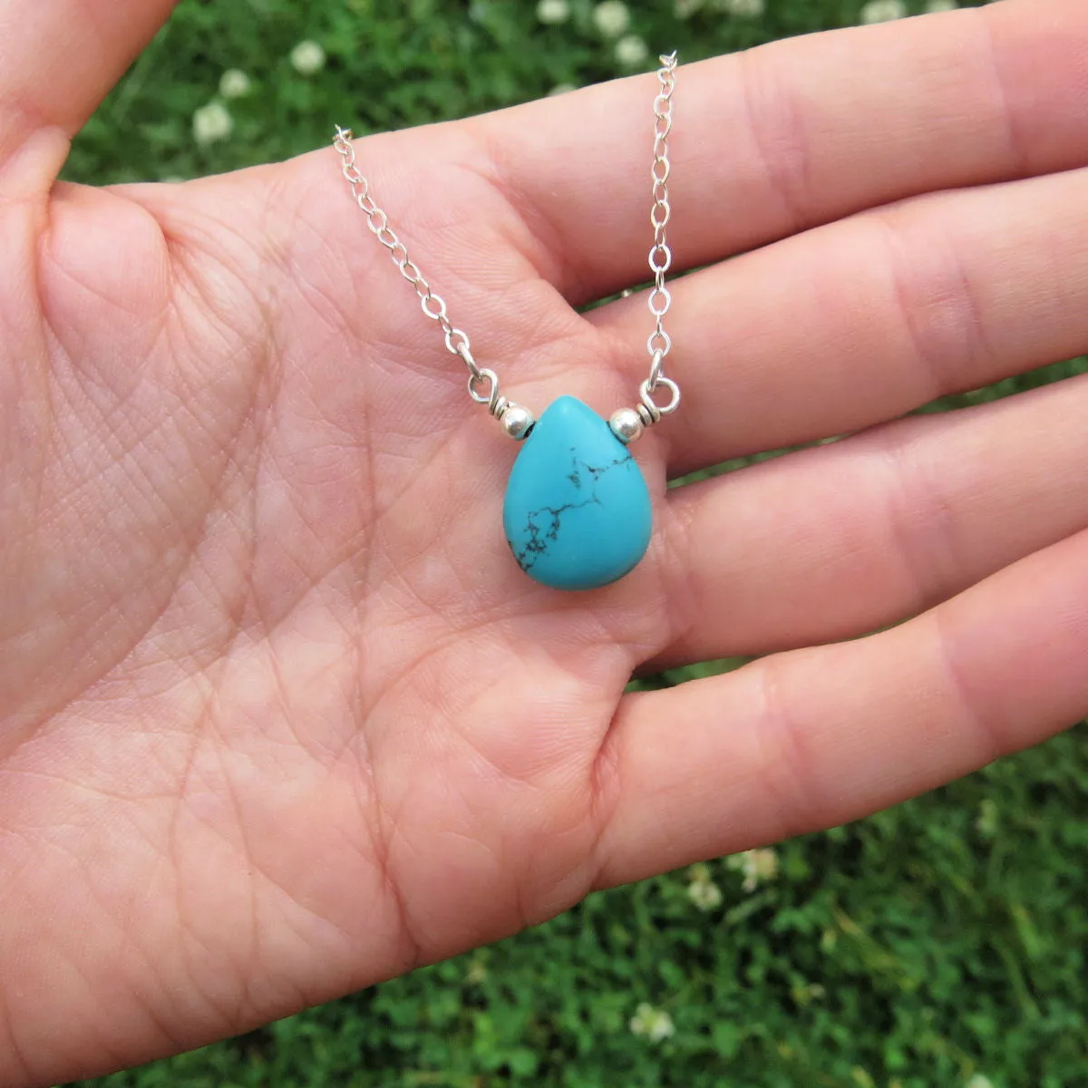 Turquoise Blue Howlite Crystal Necklace