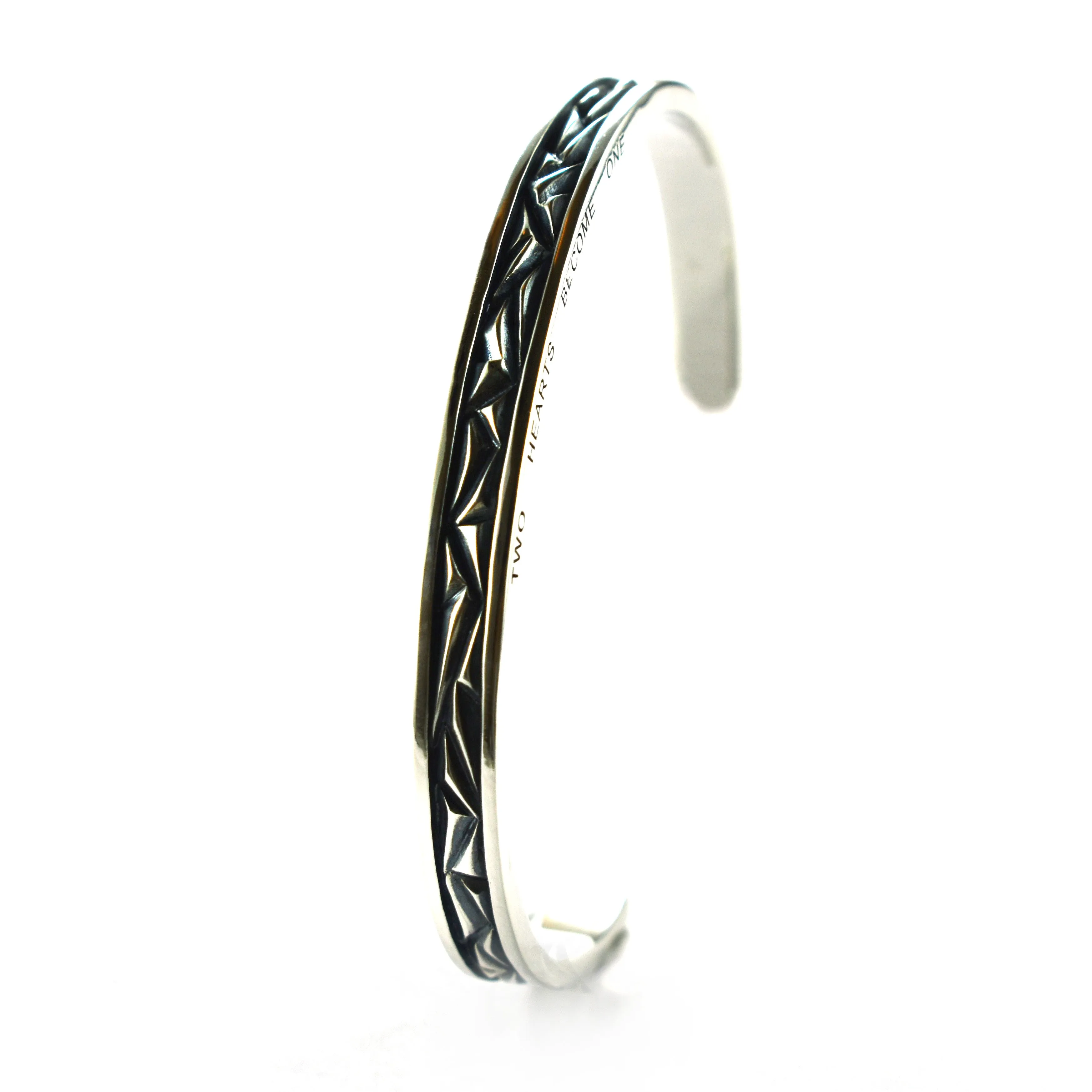 Two hearts become one silver couple bangle