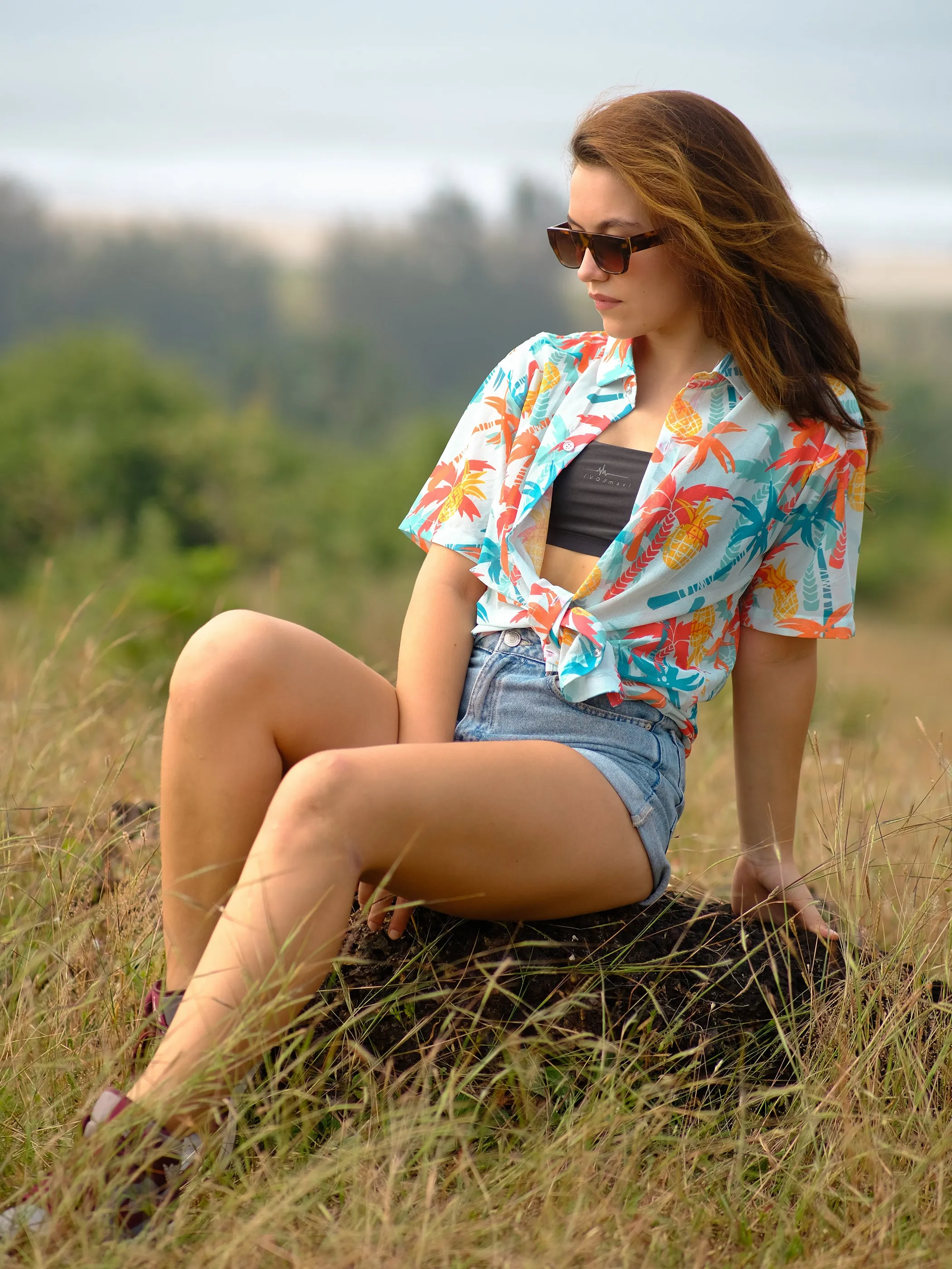 Women's Tropical Oversize Printed Travel Shirt